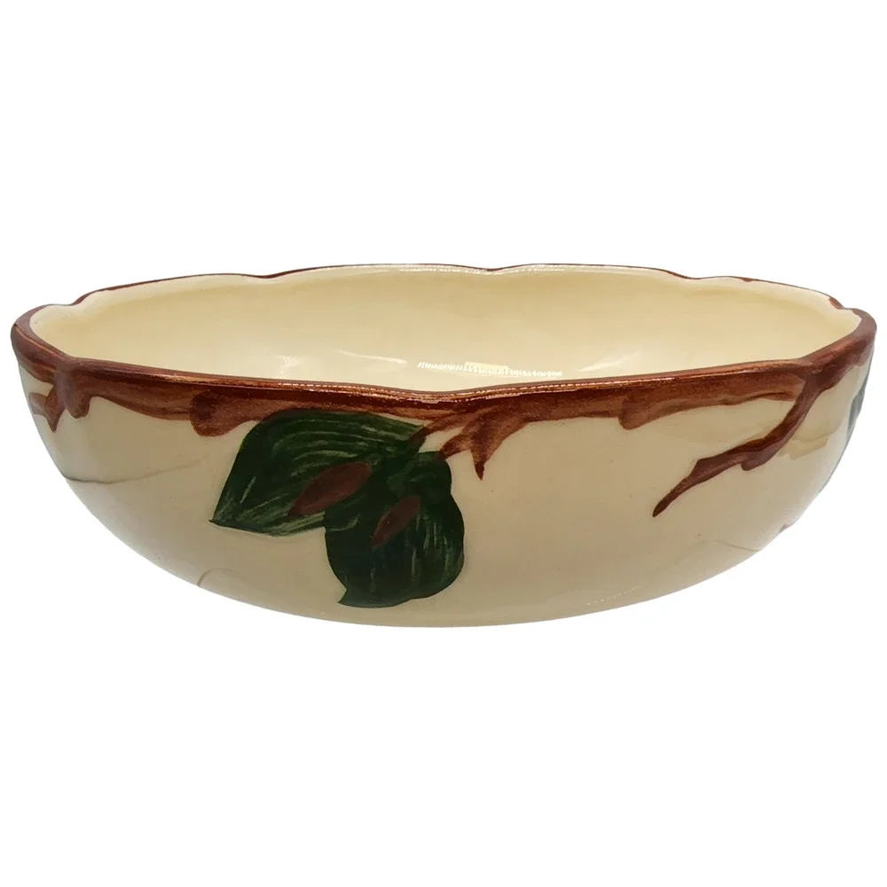 Franciscan USA Apple Pottery Vegetable Serving Bowl 8¼in black 1949 mark